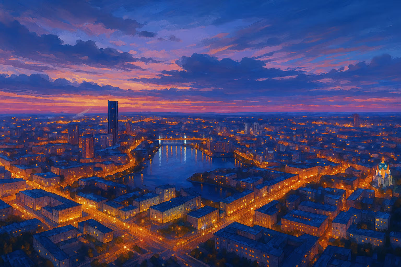 Digital-art вечернего Екатеринбурга